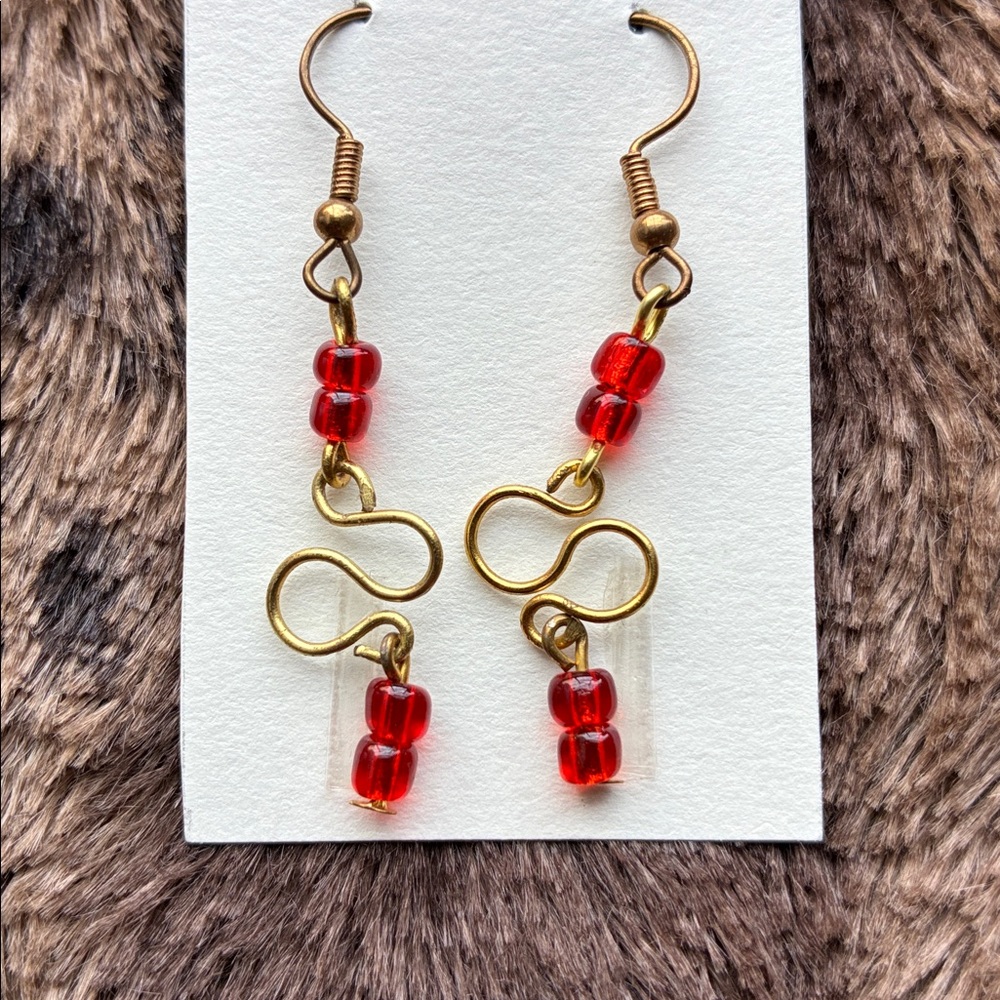 Red Infinity Earrings Handmade - Picture 13 of 15